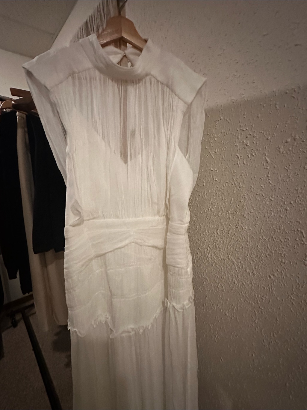 Shona Joy White Sheer-Panel Maxi Dress